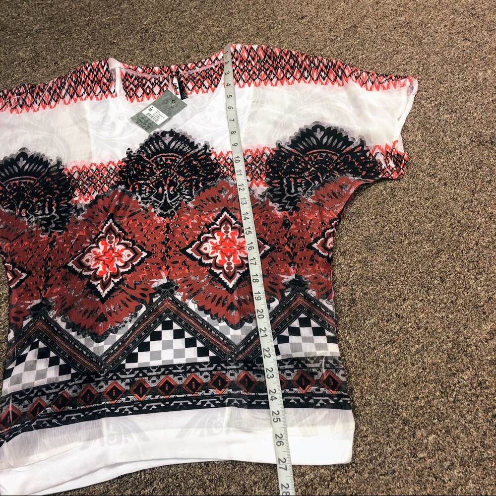 Petrol Aztec Printed IKAT Blouse Top - Picture 6 of 7